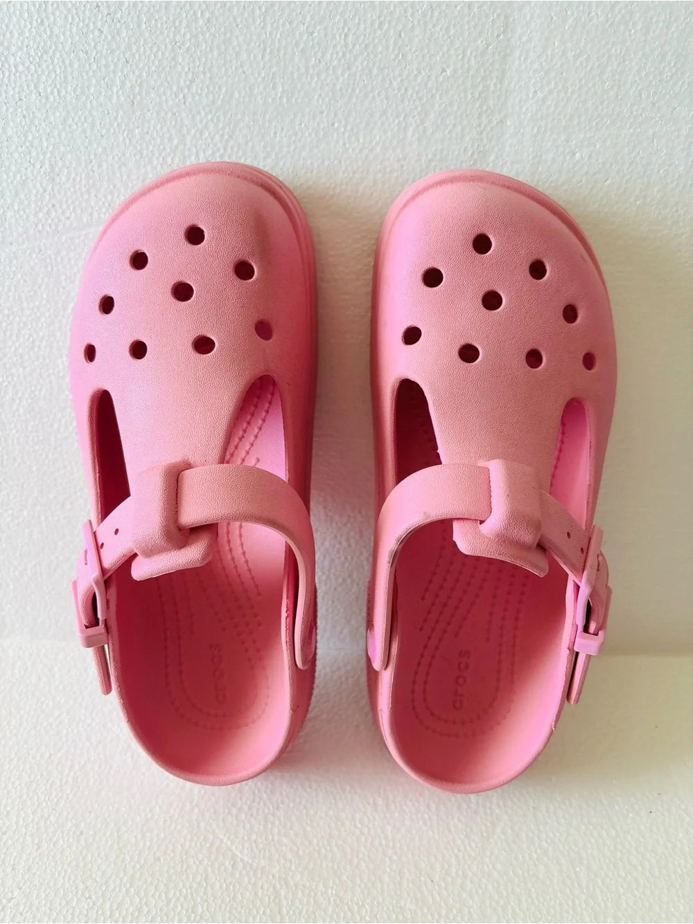 Kid’s Crocs Pink Mary Jane Foam Clogs